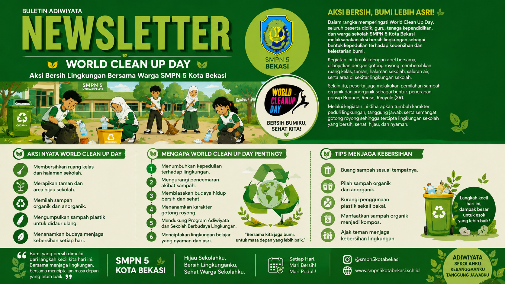 BULETIN ADIWIYATA-WORLD CLEAN UP DAY